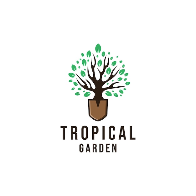 Boom tropische tuin logo ontwerp