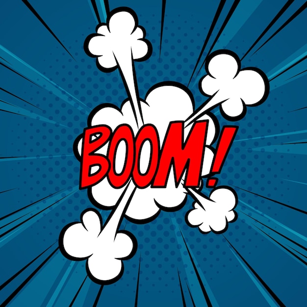 Boom word comic speech bubble text sound effects