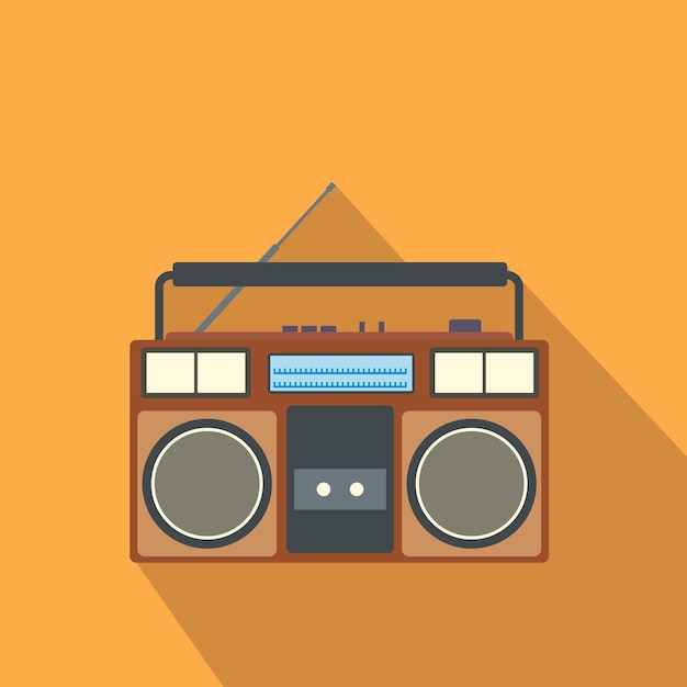 Boombox platte pictogram Enkele illustratie op een oranje achtergrond