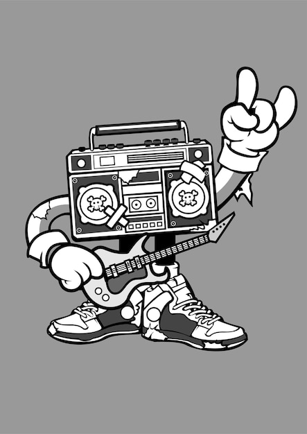 Boombox rockstar stripfiguur