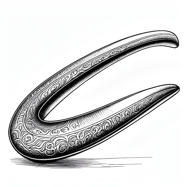 Boomerang ink sketch drawing black and white engraving style vector illustration