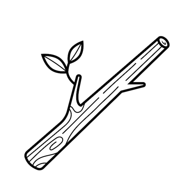 Boomtak hand getekende houten element in doodle schets stijl