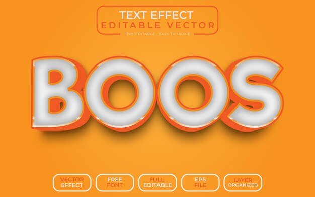 Vector boos 3d text effect eps vector file