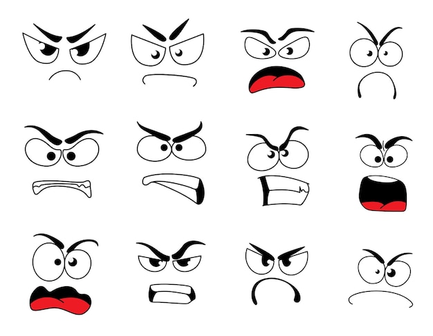 Boos menselijk gezicht icoon van overstuur emoticon en emoji
