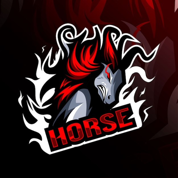 Boos paard mascotte logo esport sjabloon