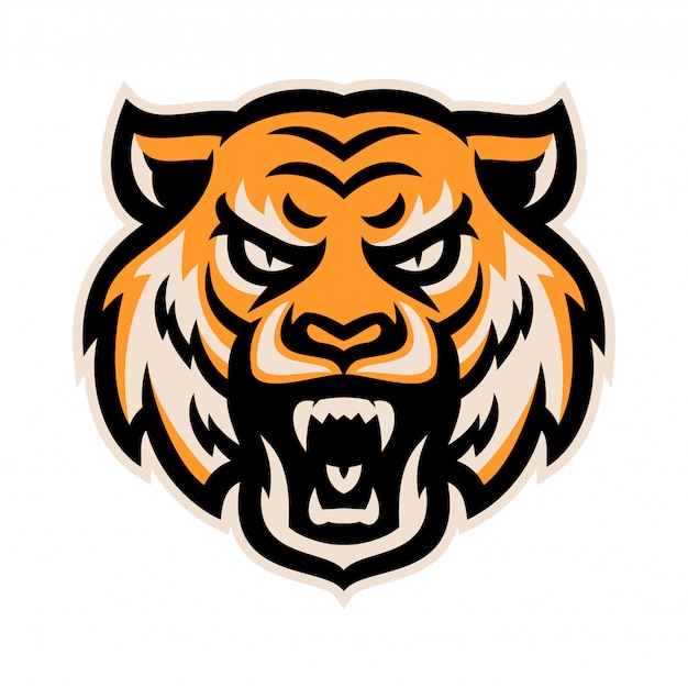 Boos tijger hoofd logo mascotte sjabloon vectorillustratie