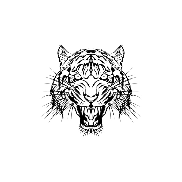 Boos tijgerhoofd voor logo-ontwerp of t-shirtontwerp tijger hoofd vectorillustratie