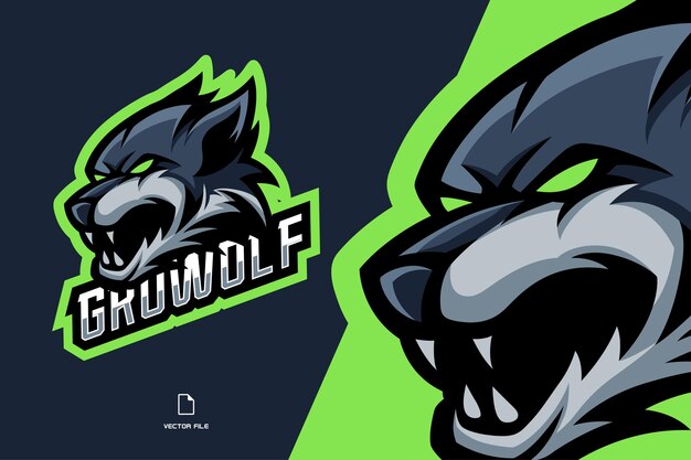 Boos wolf hoofd mascotte logo voor sportspel