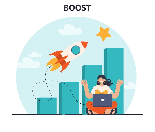 Vector boost business growth professional improvement or career