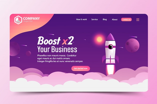 Boost business website landing page vector template design concept