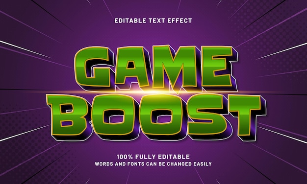 Boost game bewerkbare tekst-effect met een spel en sport tekst stijl