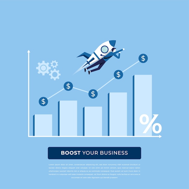 Boosting business concept business growth with successful financial strategy
