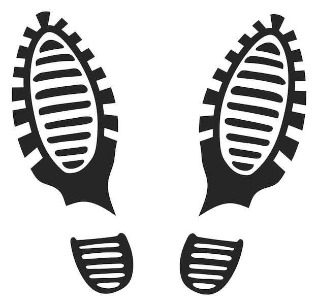 Boot black footprint silhouette human step mark