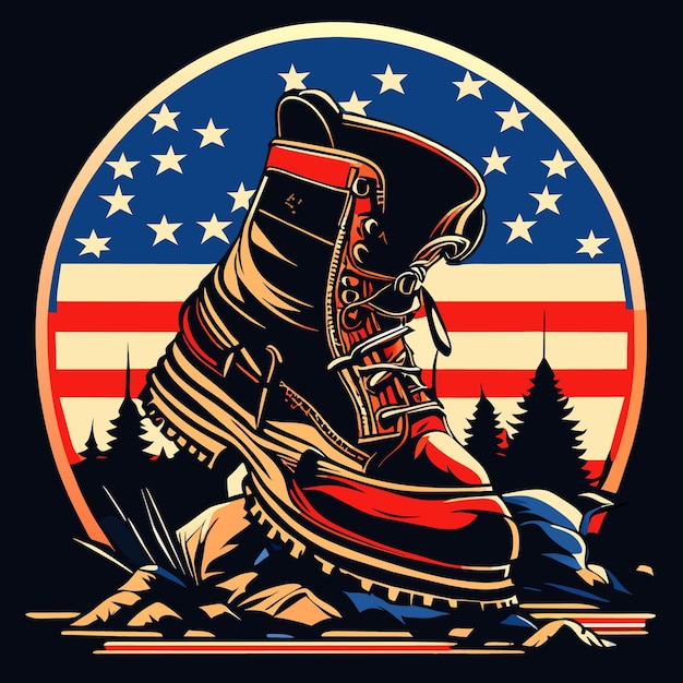 Boot Illustration in USA Flag Colors