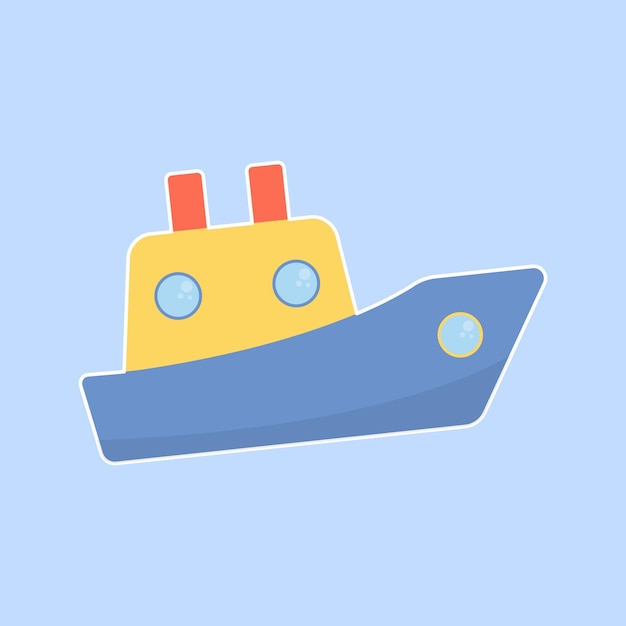 Boot in platte kinderlijke stijl Vectorillustratie kind