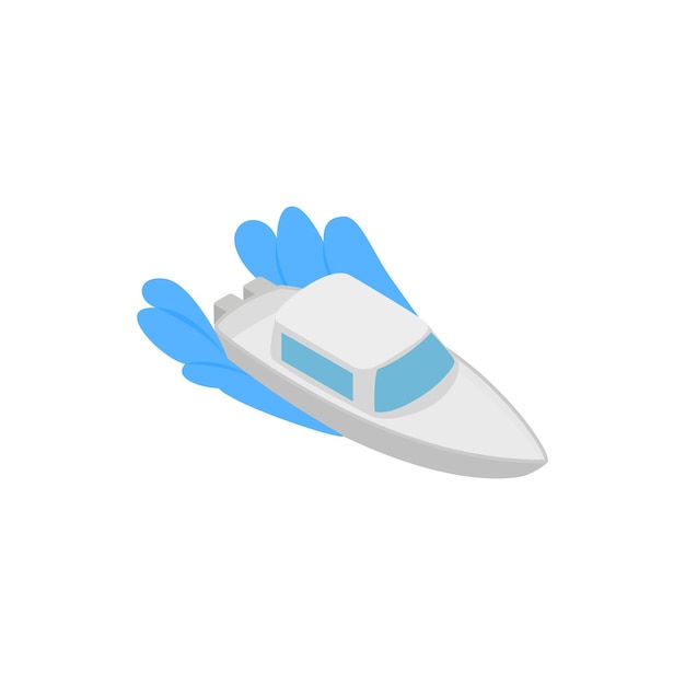 Boot op golven pictogram in isometrische 3D-stijl geïsoleerd op witte achtergrond Zeevervoer symbool