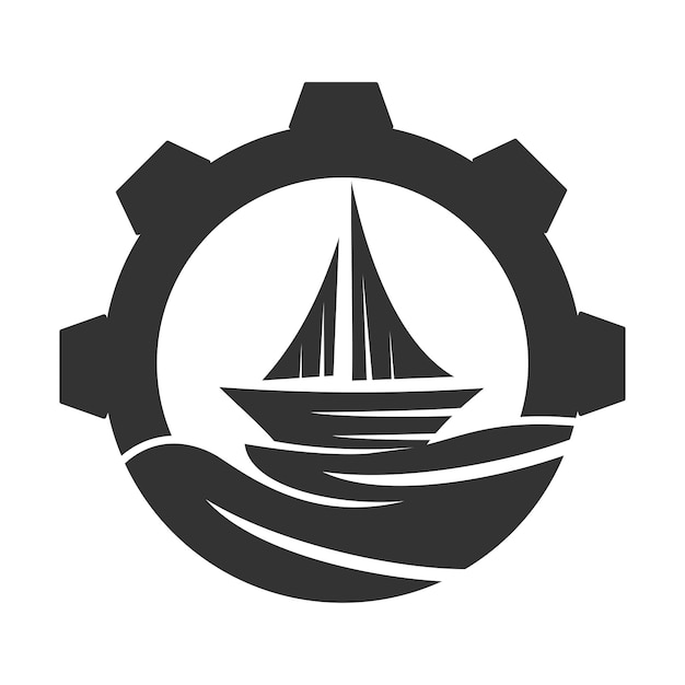 Boot schip jacht vistuig logo pictogram illustratie merkidentiteit