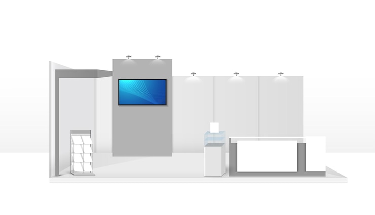 Vector booth template. corporate identity. creative exhibition stand vector illustration design.
