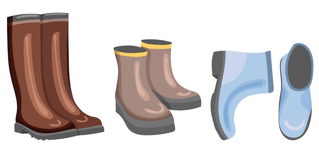 Boots set in flat style isolated vector