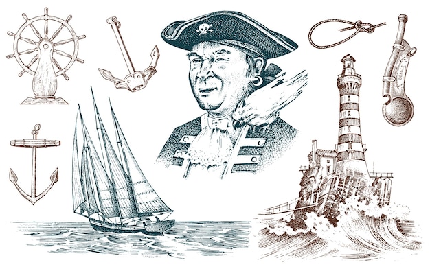 Bootsman met pijp portret van een zeekapitein marine oude zeeman of bluejacket fluitje en zeeman