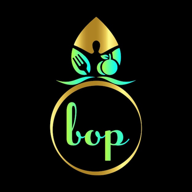 BOP Monogram design Abstract Isolated restaurant, food, fitness vector template