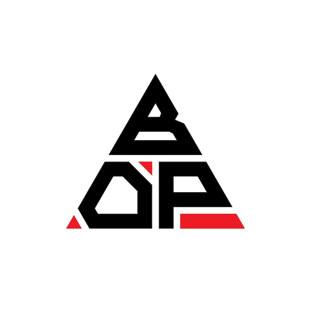 Vettore bop triangolo lettera logo design con forma di triangolo bop logo triangolo design monogramma bop modello di logo vettoriale triangolare bop con colore rosso logo triangolare semplice logo elegante e lussuoso