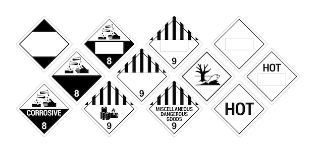 Borden met gevaarlijke stoffen Corrosieve materialen en diversen Klasse 8 9 Hazmat-geïsoleerde borden