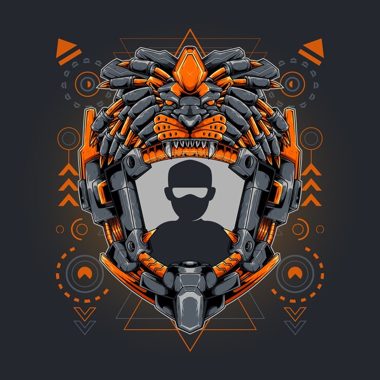 Vector border avatar lion head
