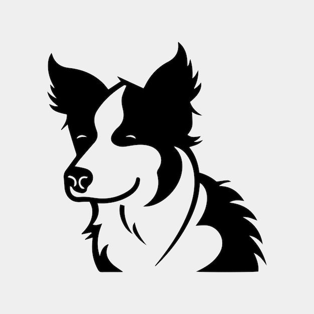 ボーダーコリー犬の頭のロゴのアイコン ベクトル犬の顔のシンプルなデザイン