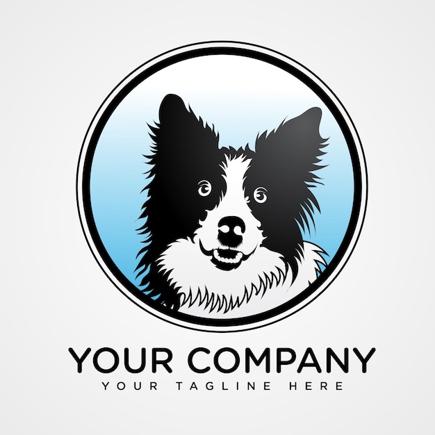 Vettore border collie cane logo design