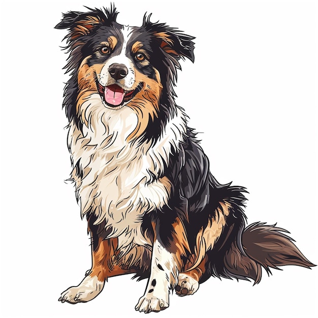 Vector border collie dog vector in the style of detailed painting