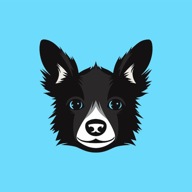 Vector border collie head icon vector dog face simple design