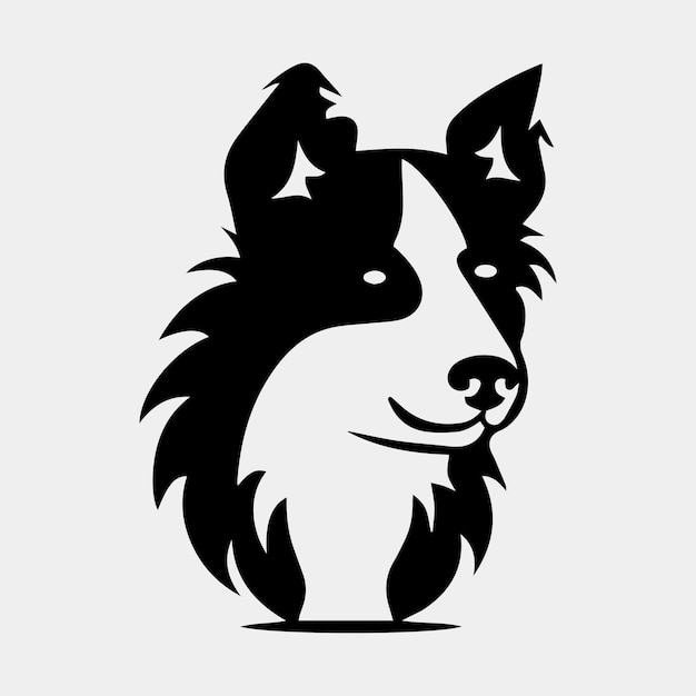 Border Collie Hond hoofd logo pictogram vector Hond gezicht eenvoudig ontwerp