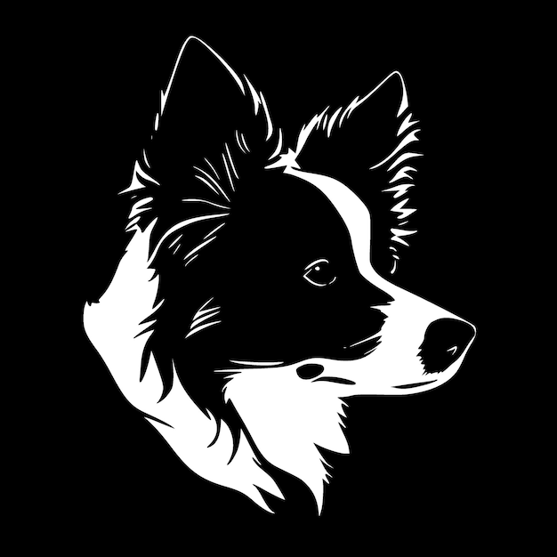 Vector border collie minimalistisch en eenvoudig silhouet vectorillustratie