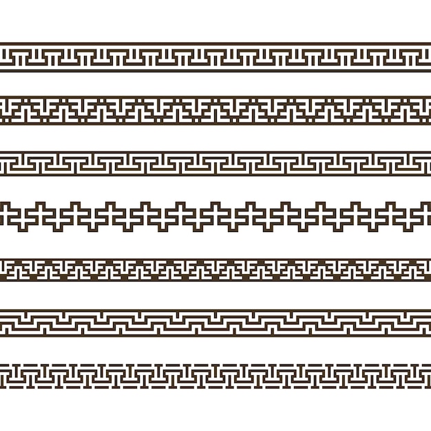 Vector border decoration ancient patterns geometric line seamless pattern fabric textile texture style
