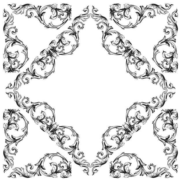 Vector border and frame with baroque style