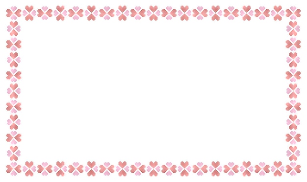 Border frame with geometric hearts for use as a design element  Valentines Day Background