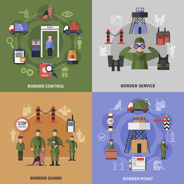 Vector border guard icons set