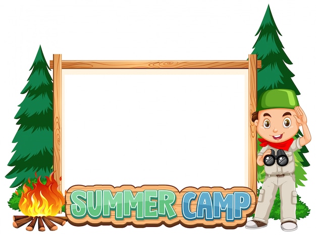 Progettazione del modello del confine con il ragazzo al campeggio estivo