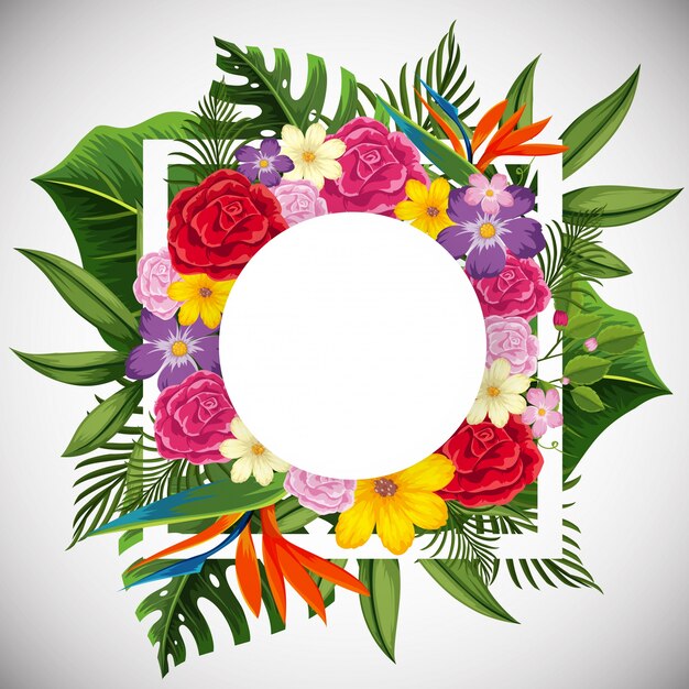 Border template met kleurrijke bloemen