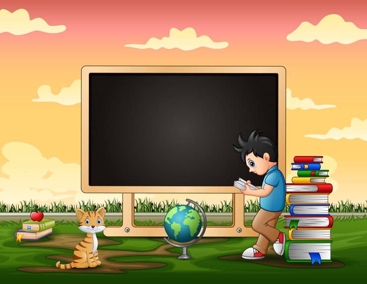 वेक्टर border template with a boy reading book