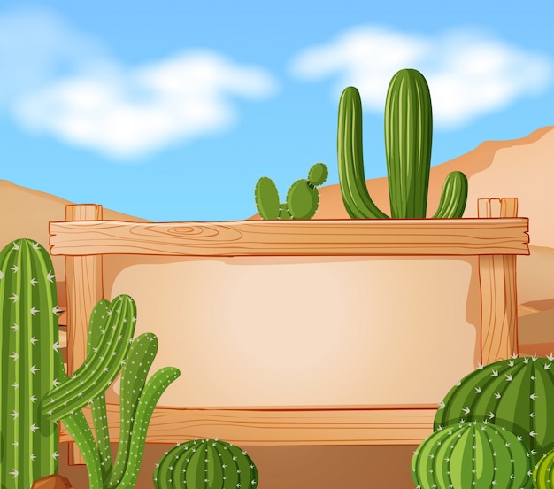 Vettore modello di confine con cactus sullo sfondo