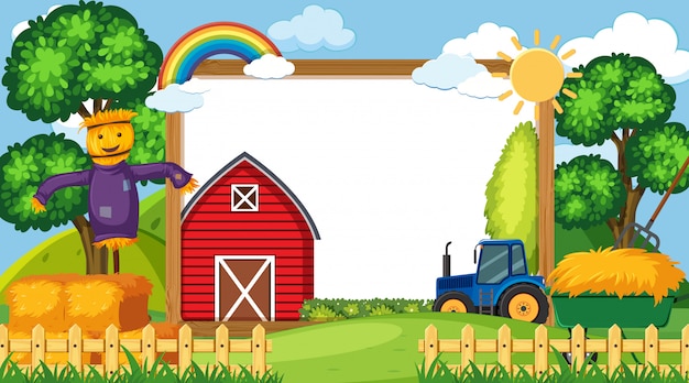 Vector border template with farm scene