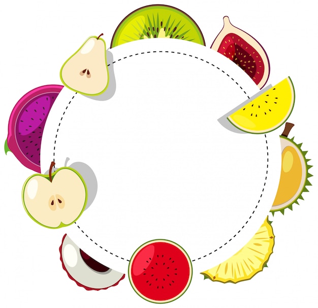 Vector border template with fresh fruits