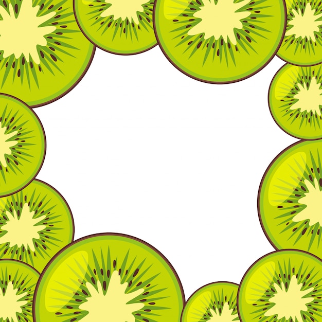 Border template with fresh kiwi fruit