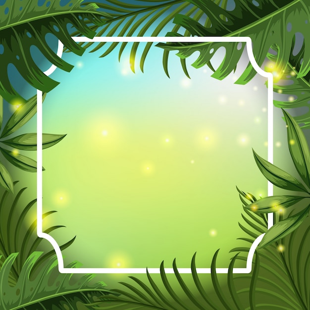 Border template with green leaves