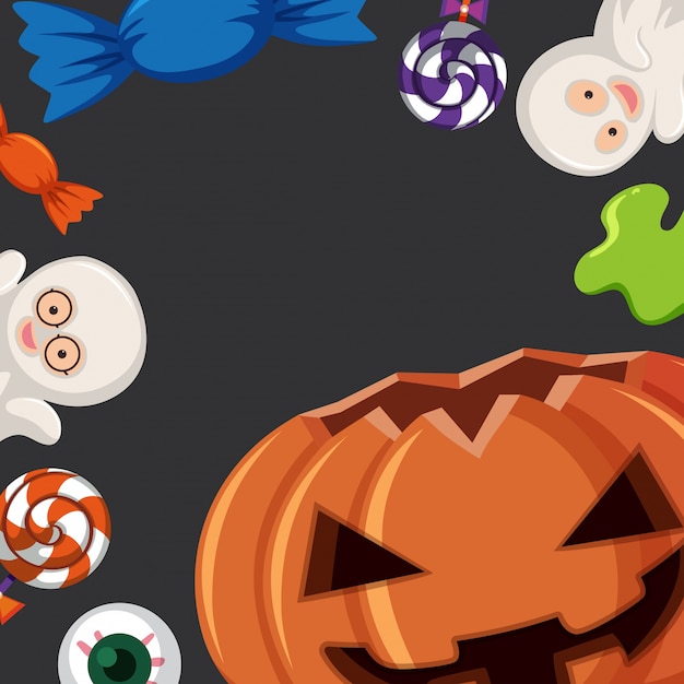 Vector border template with halloween elements