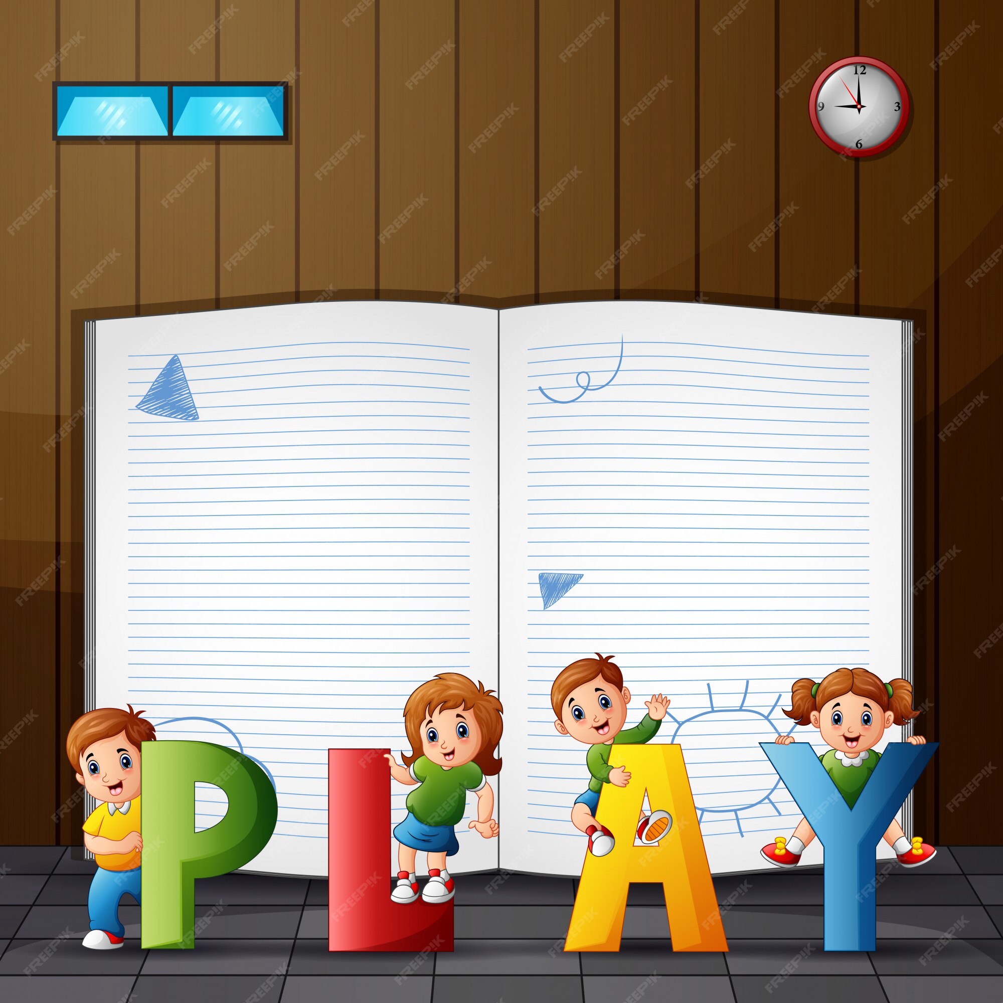Premium Vector | Border template with open book indoor