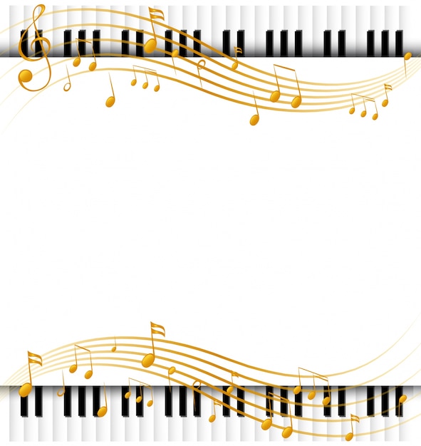 Border template with piano keyboards and music notes