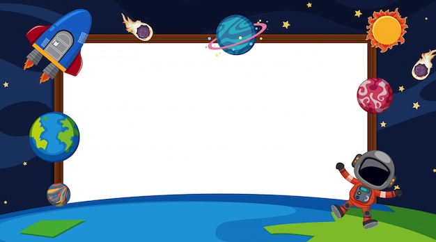 Border template with planets in space background